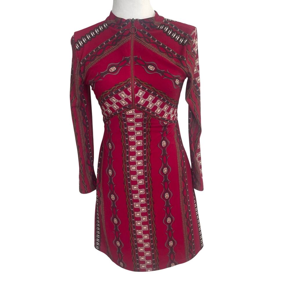 Free People Indie Red Print Mini Dress XS Festival-Y2K